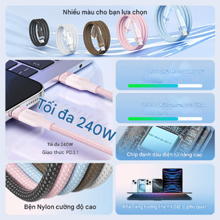 Cáp USB-C to USB-C 240W PD3.1 Vention (Dài 1m, 2m) [Chính hãng, bảo hành 1 năm]