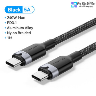 Cáp USB-C to USB-C 240W PD3.1 Vention (Dài 1m, 2m) [Chính hãng, bảo hành 1 năm]