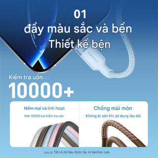 Cáp USB-C to USB-C 240W PD3.1 Vention (Dài 1m, 2m) [Chính hãng, bảo hành 1 năm]