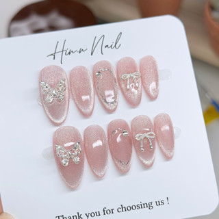  Nailbox thiết kế H007 thạch hồng mắt mèo kim cương đính charm kỷ yếu dự tiệc xin xắn 