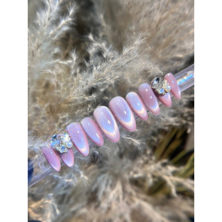 Nailbox thiết kế nền mắt mèo ánh trăng hồng from bầu aieeu bling bling phù hợp cho mọi lứa tuổi M407 by bao an nail