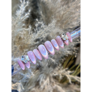 Nailbox thiết kế nền mắt mèo ánh trăng hồng from bầu aieeu bling bling phù hợp cho mọi lứa tuổi M407 by bao an nail
