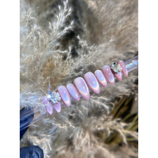 Nailbox thiết kế nền mắt mèo ánh trăng hồng from bầu aieeu bling bling phù hợp cho mọi lứa tuổi M407 by bao an nail