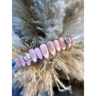 Nailbox thiết kế nền mắt mèo ánh trăng hồng from bầu aieeu bling bling phù hợp cho mọi lứa tuổi M407 by bao an nail