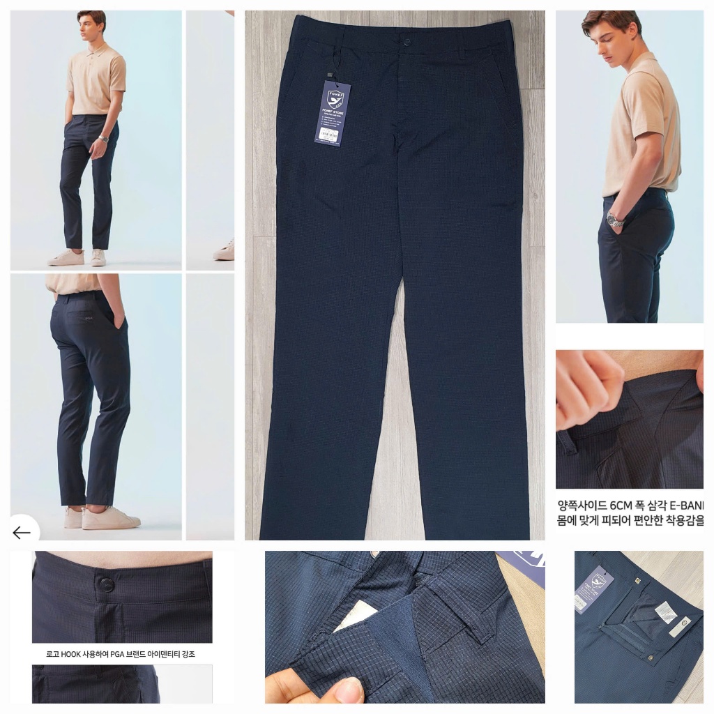 Quần âu golf nam PGA, thương hiệu cao cấp Hàn Quốc, mỏng, nhẹ, thoáng, chun sườn, có bigsize