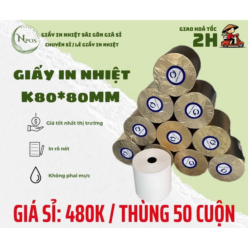 [Thanh Lí Giá Vốn]Thùng 50 Cuộn K80x80 Giấy In Bill, Giấy In Hóa Đơn, Giấy In Nhiệt K80, , giá rẻ