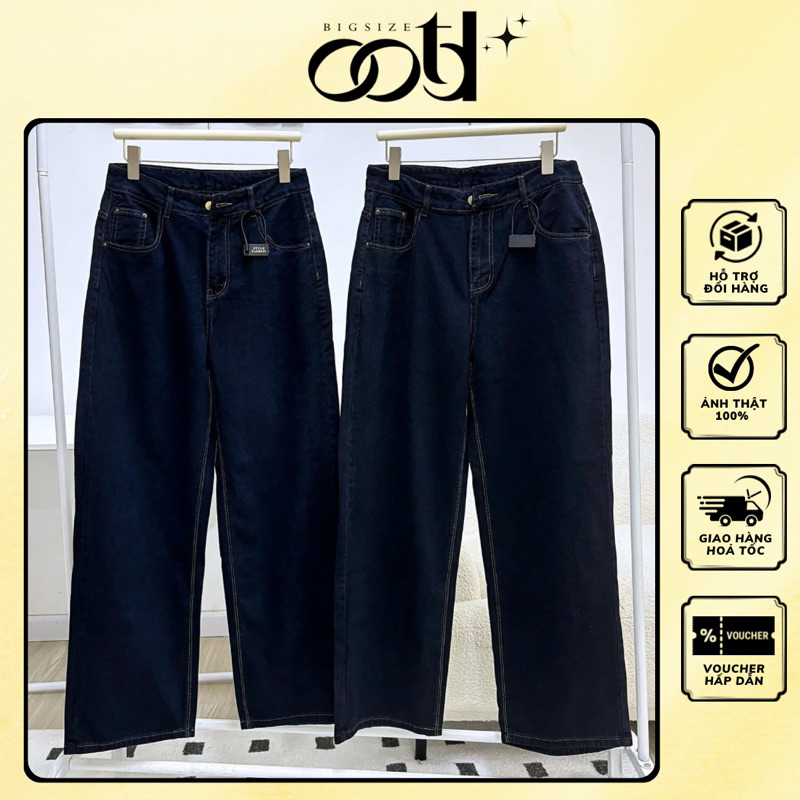 Quần jean bigsize nữ ống suông xanh than [OOTD BIGSIZE]