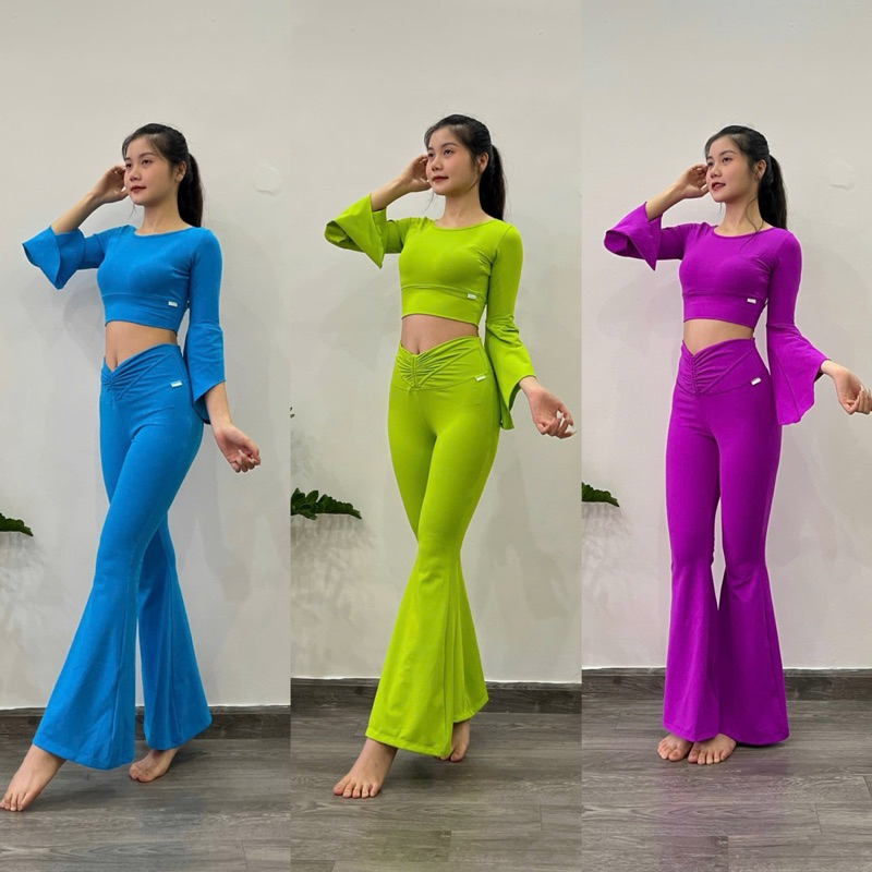 [ Chính hãng Yborn] Bộ tập loe yoga flow , bộ múa hàng thiết kế