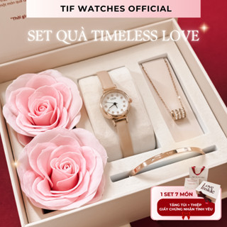 [Quà Sinh Nhật - Kỷ Niệm] Bộ Trang Sức Đính Đá Cao Cấp TIMELESS LOVE Tif Watches Đồng Hồ Vòng Tay Dây Chuyền Phụ Kiện Nữ