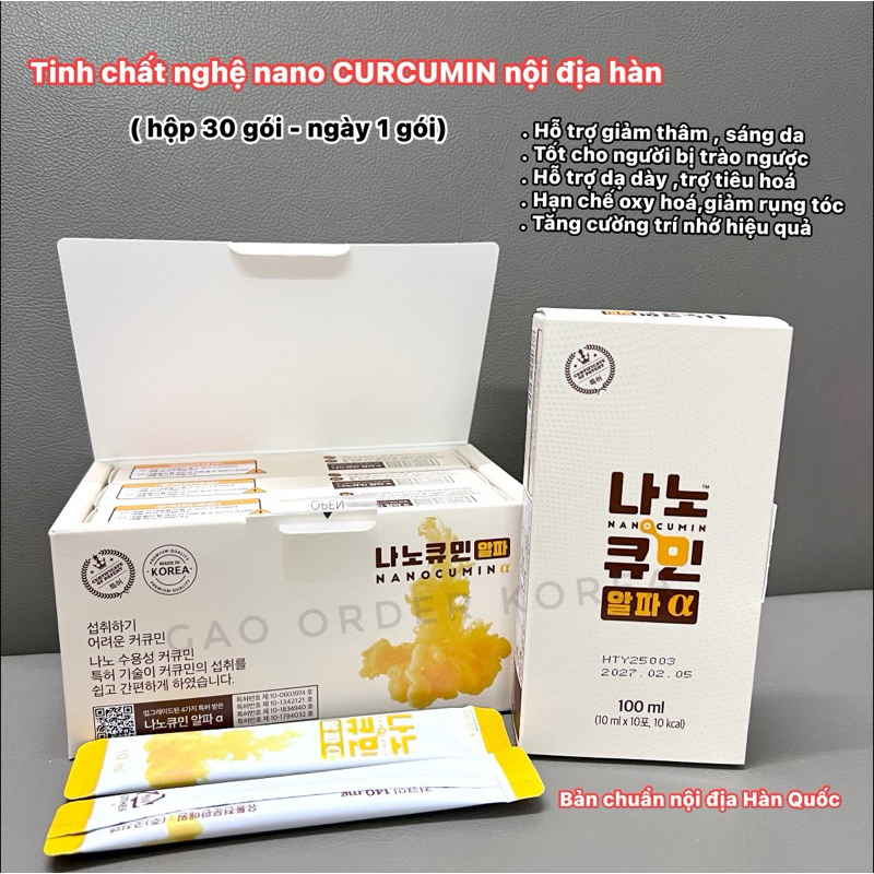 [Date 2027] Nghệ Nano Curcumin Gon Nội địa Hàn Quốc Hộp 30 gói