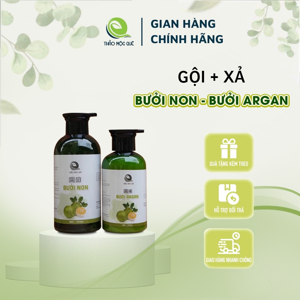 Dầu Gội Bưởi Non Thảo Mộc Quê [ MẪU MỚI MƯỢT TÓC HƠN] Ngăn Gãy Rụng Dưỡng Tóc Suôn Dài Óng Mượt - Phục Hồi Hư Tổn 500ml