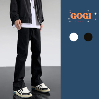 Quần ống loe nam GOGI dáng suông chất jean bò denim dày dặn phong cách Hàn Quốc