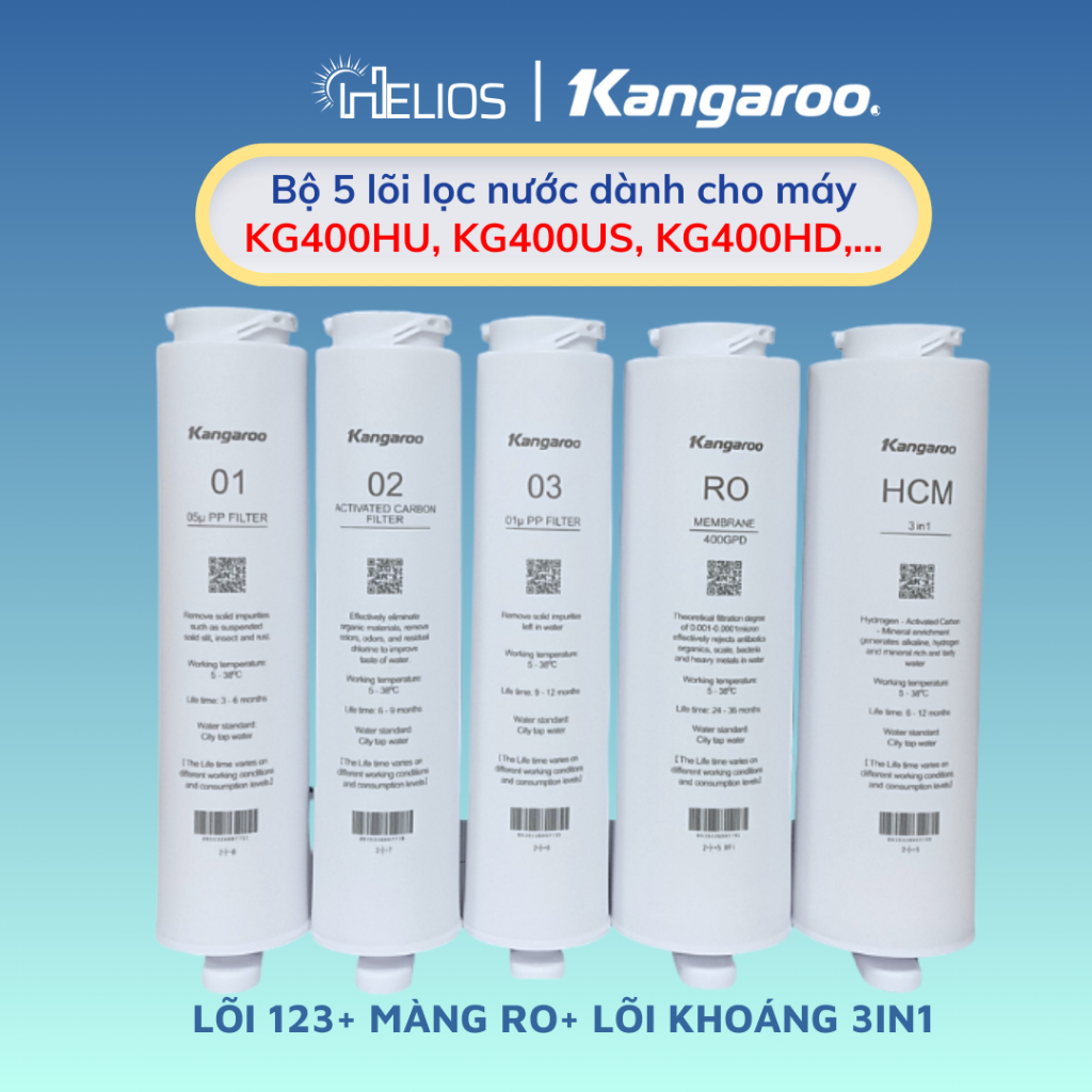 Bộ 5 lõi lọc nước dành cho máy KG400HU, KG400US, KG400HD,...CAM KẾT CHÍNH HÃNG CÓ BẢO HÀNH