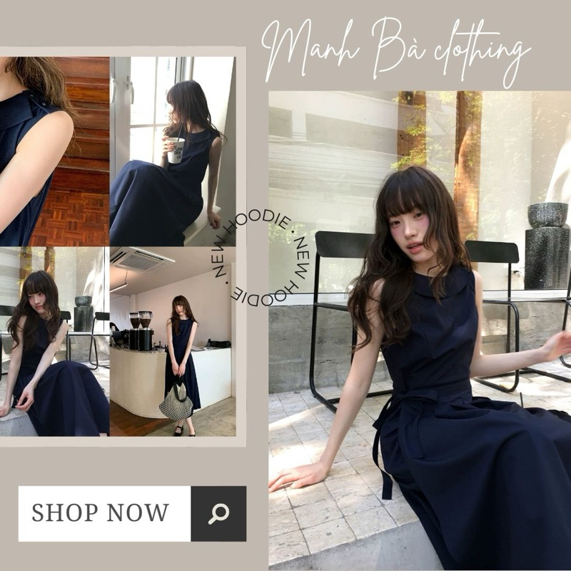 (manhba.clothing) váy màu xanh phá cách dáng dài nhà KANO CHÍNH HÃNG