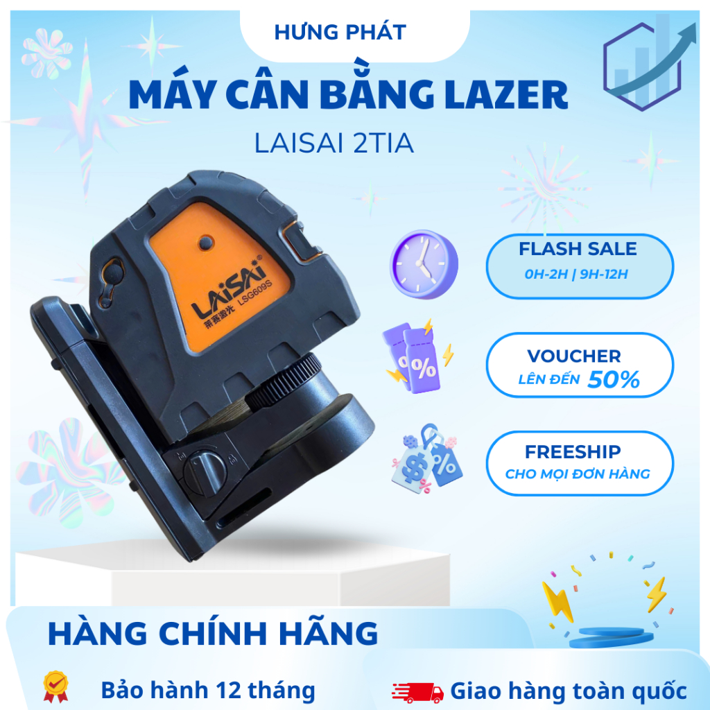 Máy cân bằng laser treo tường LAISAI chính hãng LSG 609SPD - 2 tia xanh siêu sáng - Hưng Phát