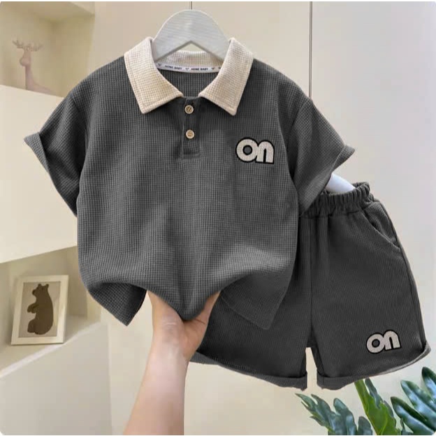 Bộ quần áo cộc tay cổ bẻ mùa hè dành cho trẻ em 17-46kg,chất cotton ,Sét đồ bộ cổ trụ dành cho bé tr