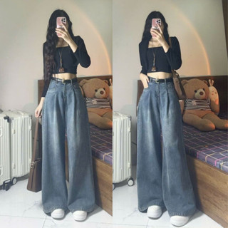 ẢNH Thật Quần jean xuông Maia jeans ống suông rộng ly trước ống rộng thời trang hàn quốc