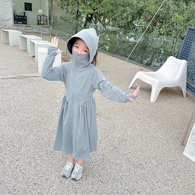 Áo Chống Nắng Cho bé dáng váy Toàn Thân Vải Thun Lạnh  thoáng mát cản tia UV