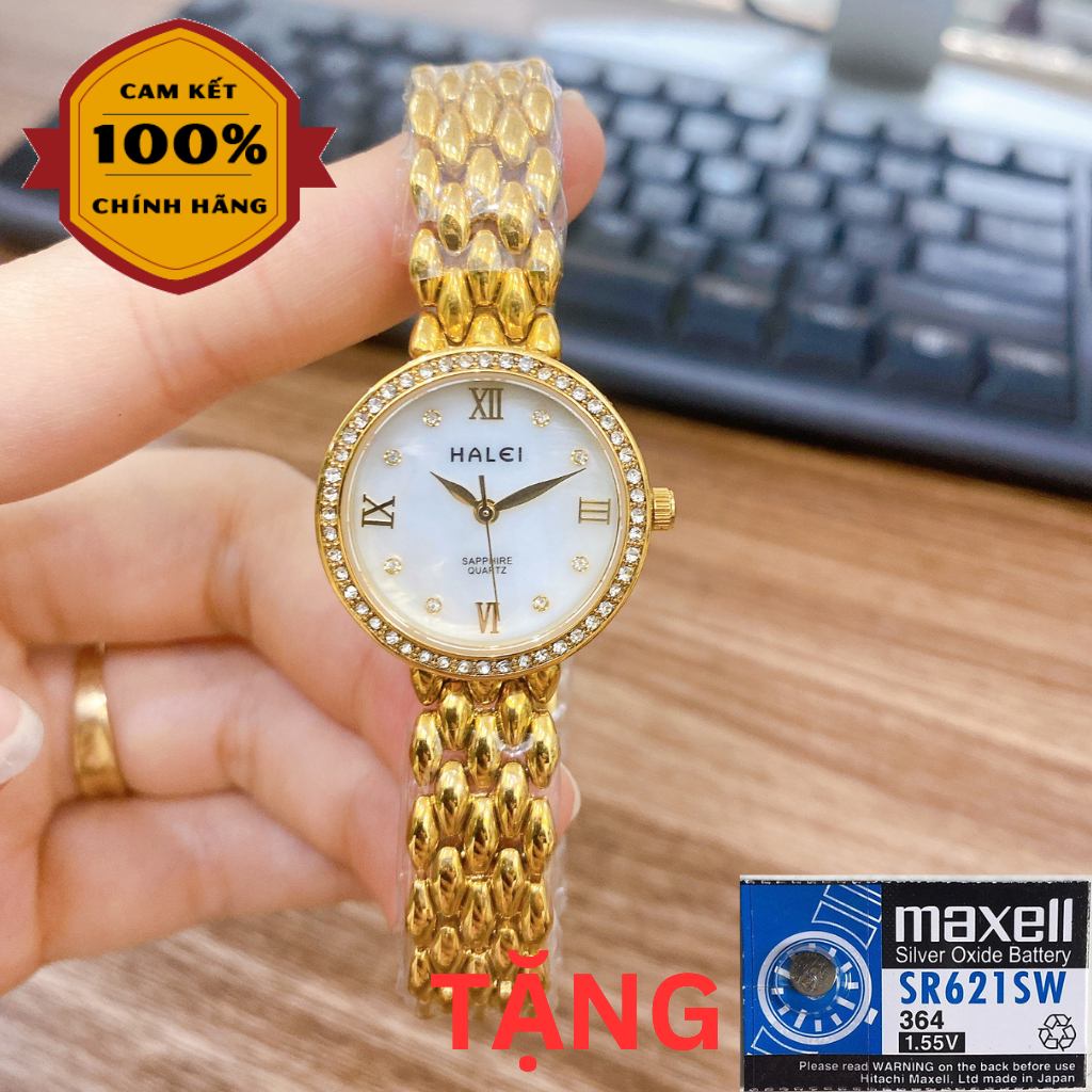 Đồng Hồ Thời Trang Nữ HALEI Máy Pin Đính Đá Chính Hãng Tặng Pin Đồng Hồ Cao Cấp