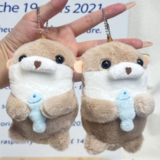 Dễ Thương Otters Giữ Cá Sang Trọng Móc Khóa Nhẹ Treo Mặt Dây Đạo Cụ Cho Túi Đi Học Ví Chìa Khóa Mới