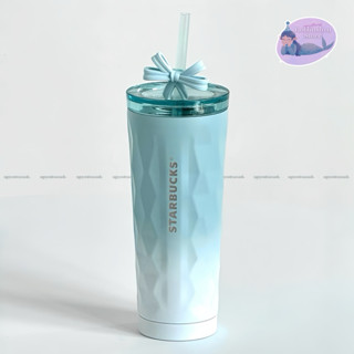   AUTHENTIC  STARBUCKS CHINA LY GIỮ NHIỆT ICE BLUE BALLET CORE SERIES 355ML 