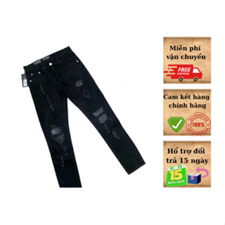 Quần Jean Nam Đen Vá Da  – Chất Jean Dày, Co Giãn Tốt, Mẫu Mới Thời Trang 2025