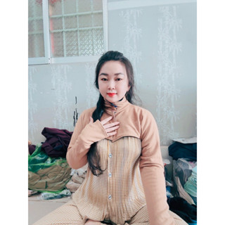 Tặng Cặp Găng Tay Len + 2 món quà nhỏ ) Áo khoác Ủ Kem 2 lớp sử dụng được 2 bề 2 màu khác nhau