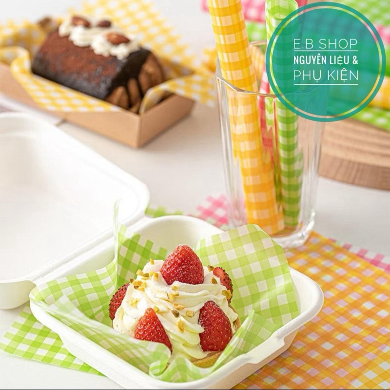 100 tờ giấy lót hộp bã mía giấy nến lót bánh bento