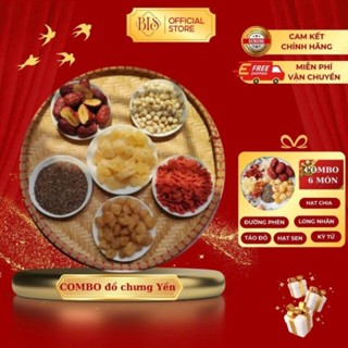 Com bo nguyên liệu chưng Yến Táo đỏ, đường phèn, hạt chia, long nhãn