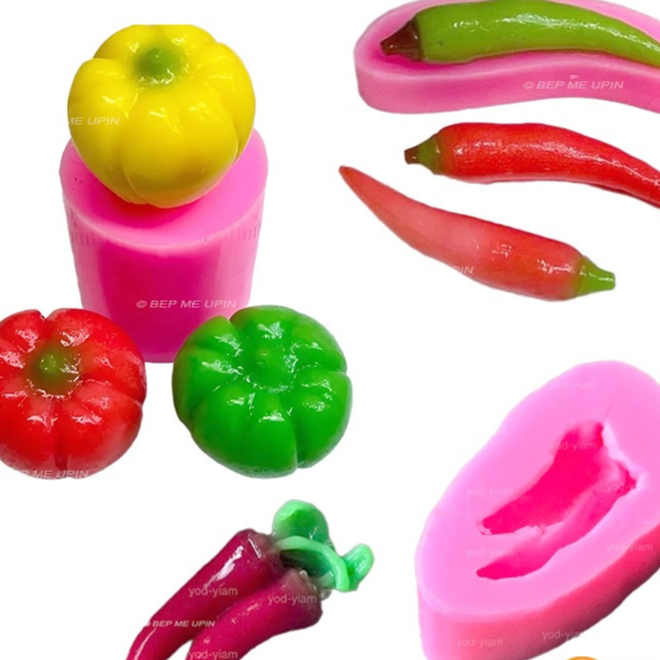 Khuôn silicon quả ớt khuôn trái cây làm bánh đậu xanh