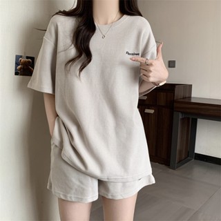 Set Đồ Nữ Cotton Tổ Ong PEACE LOVE, Bộ Quần Áo Nữ Mặc Nhà Form Rộng Thoáng Mát Bộ Thể Thao Nữ Mùa Hè Tay Lỡ Quần Short