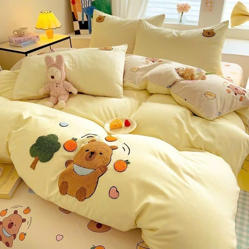 Bộ Vỏ Chăn Ga Gối Cotton Đũi Thêu Hình Labubu,Kuromi Hot Tren Chất Liệu Mát Và Mềm Mại Phù Hợp Thời Tiết 4 Mùa | BigBuy360 - bigbuy360.vn