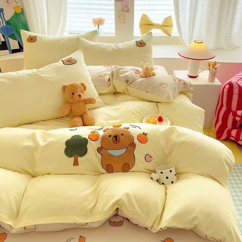 Bộ Vỏ Chăn Ga Gối Cotton Đũi Thêu Hình Labubu,Kuromi Hot Tren Chất Liệu Mát Và Mềm Mại Phù Hợp Thời Tiết 4 Mùa | BigBuy360 - bigbuy360.vn