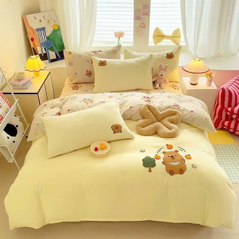 Bộ Vỏ Chăn Ga Gối Cotton Đũi Thêu Hình Labubu,Kuromi Hot Tren Chất Liệu Mát Và Mềm Mại Phù Hợp Thời Tiết 4 Mùa | BigBuy360 - bigbuy360.vn