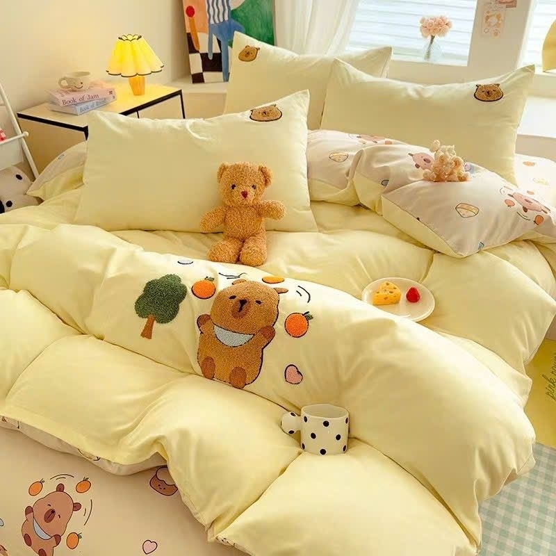 Bộ Vỏ Chăn Ga Gối Cotton Đũi Thêu Hình Labubu,Kuromi Hot Tren Chất Liệu Mát Và Mềm Mại Phù Hợp Thời Tiết 4 Mùa | BigBuy360 - bigbuy360.vn