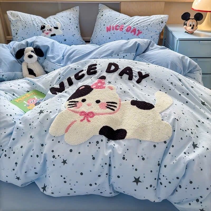 Bộ Vỏ Chăn Ga Gối Cotton Đũi Thêu Hình Labubu,Kuromi Hot Tren Chất Liệu Mát Và Mềm Mại Phù Hợp Thời Tiết 4 Mùa | BigBuy360 - bigbuy360.vn