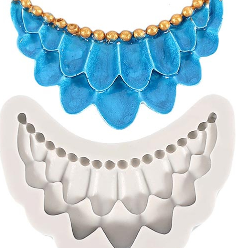 Khuôn silicon rèm cung có ngọc làm bánh chân váy nặn đất sét rau câu socola