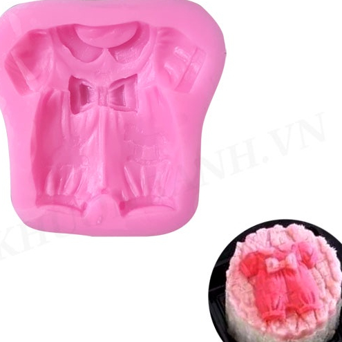 Khuôn silicon áo liền quần yếm trẻ em làm bánh rau câu socola nhấn xôi đậu