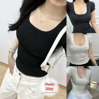 Áo Thun Croptop Nữ Cổ Vuông Tay Ngắn Dáng Ôm Nữ Cá Tính