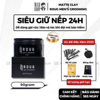 Sáp vuốt tóc nam Roug Matte Clay, Roug đen 90gr chính hãng gel, wax giữ nếp tóc - Waxshop - C2