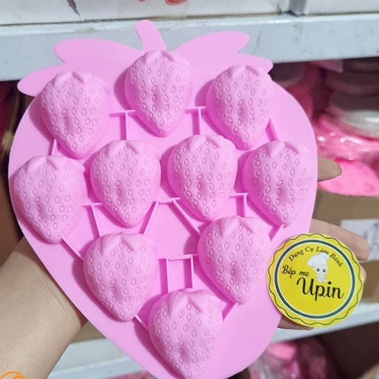 Khuôn silicon vỉ 10 quả dâu tây