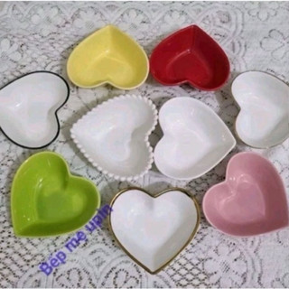 Bát tim sứ nhiều màu chén tim sứ đẹp 12cm bát tim hồng đỏ xanh vàng