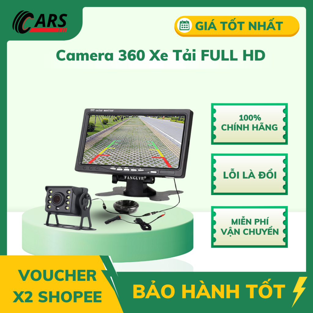 Camera 360 Xe Tải FULL HD, Định Vị & Theo Dõi Từ Xa, Bộ Màn Hình 7 Inch & Camera Lùi Xe Tải