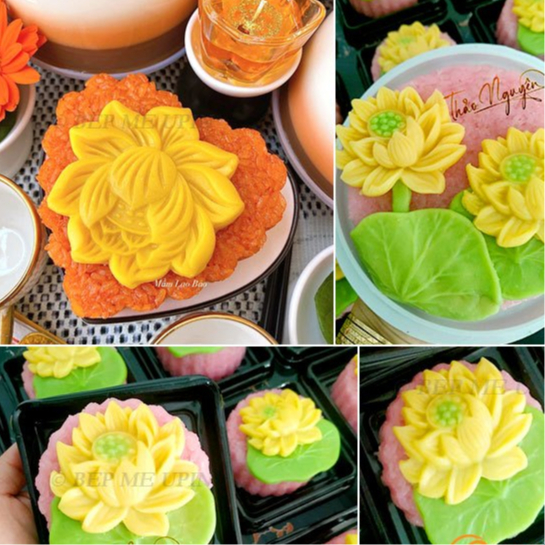Khuôn silicon mặt hoa sen cạn 8cm làm xôi đậu khuôn xôi