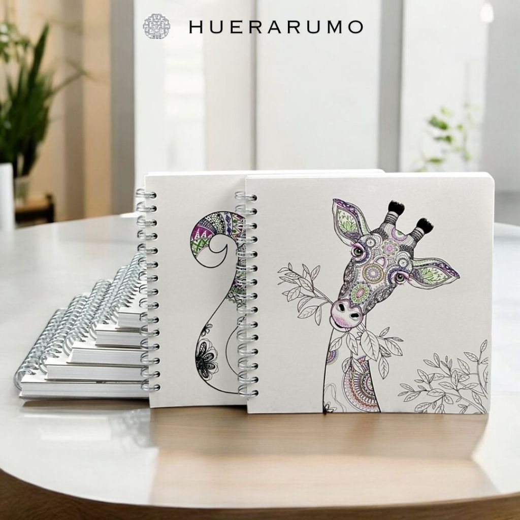 Sổ vẽ phác thảo lò xo HUERARUMO khổ vuông 21cm x 21cm 80 trang, sketchbook giấy vẽ cao cấp 200gsm.