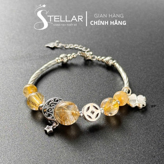  Vòng Tay Letitia Stellar Đá Thạch Anh Tóc Vàng Kết Hợp Bạc S925 May Mắn Thu Hút Tài Lộc. 