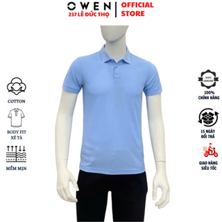 Áo thun cổ bẻ OWEN APV253638  polo nam ngắn tay Màu xanh da trời vải cotton mềm mại cao cấp phông dáng body fit