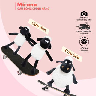 Thú nhồi bông cừu Shaun In The Sheep vải siêu mịn an toàn, gấu bông cừu đen, cừu béo cao cấp Mirana