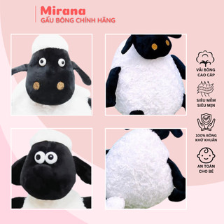 Thú nhồi bông cừu Shaun In The Sheep vải siêu mịn an toàn, gấu bông cừu đen, cừu béo cao cấp Mirana