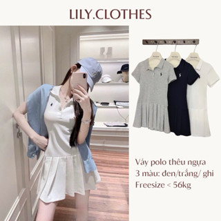 Lily.clothes- Váy polo thêu ngựa dáng xoè xếp li chất cotton
